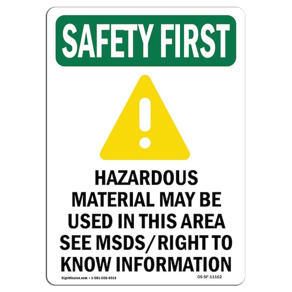 OSHA, 5" Height, Decal, 5" H, Portrait, PK10, Hazardous Material